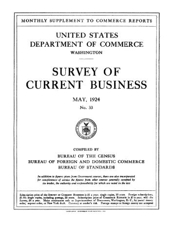 Survey of Current Business May 1924