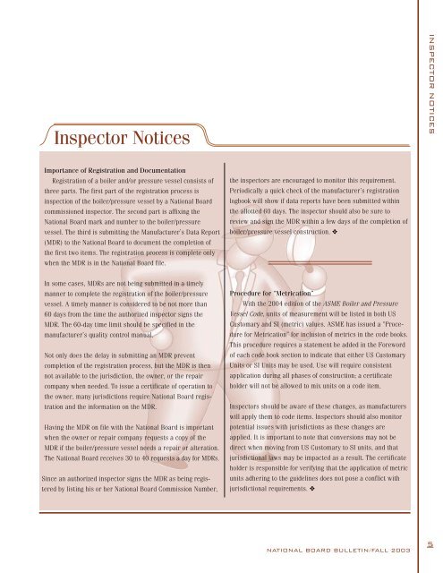 bulletin - The National Board of Boiler and Pressure Vessel Inspectors