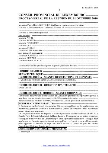 conseil provincial du luxembourg ---------------- proces-verbal de la ...