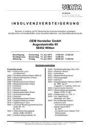 insolvenzversteigerun g - VENTA Industrieversteigerungen GmbH