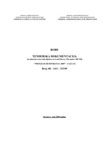 robe tenderska dokumentacija - Federalna uprava civilne zaštite