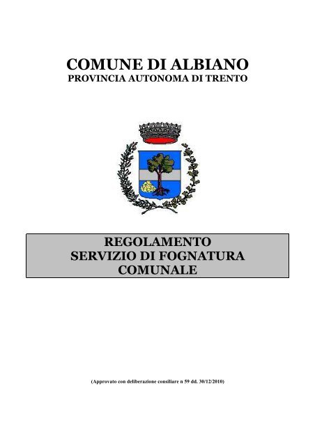 Regolamento Per Il Servizio Di Fognatura Comle Comune Di