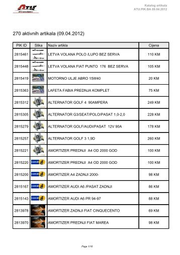 ATU katalog sa cijenama 09.04.2012. - atu.ba | početna