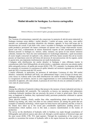 Mulini idraulici in Sardegna. La ricerca cartografica - Attiasita.It