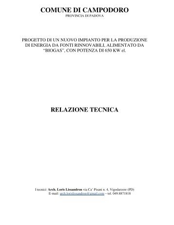 Relazione Tecnico Descrittiva - Provincia di Padova