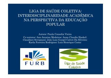 LIGA DE SAÚDE COLETIVA: INTERDISCIPLINARIDADE ...