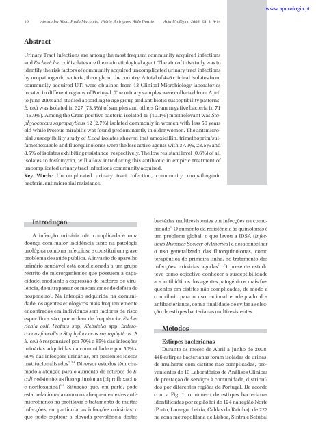 Bactérias uropatogénicas identificadas de cistites não complicadas ...