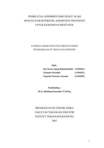 pembuatan adsorben dari zeolit alam dengan karakteristik