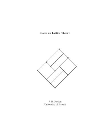 Notes on Lattice Theory J. B. Nation University of Hawaii