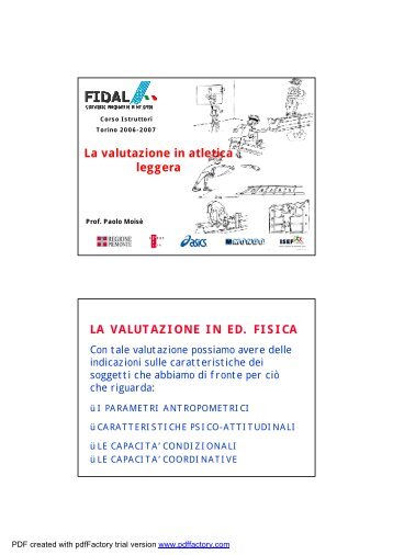 La valutazione in atletica leggera moisè - Fidal Piemonte