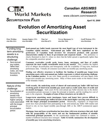 Evolution of Amortizing Asset Securitization - Securitization.Net