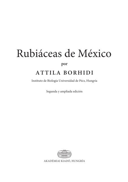 Rubiáceas de México - Akadémiai Kiadó