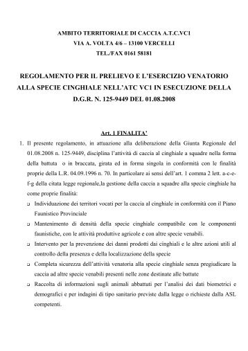 Regolamento caccia al Cinghiale - Atcvc1.it