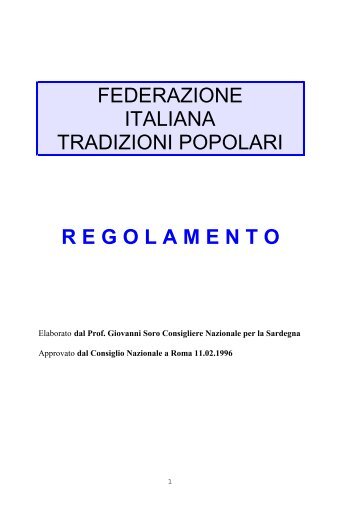 FITP - Regolamento Interno - Federazione Italiana Tradizioni Popolari