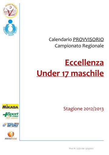 Calendario PROVVISORIO Campionato Regionale - FIPAV