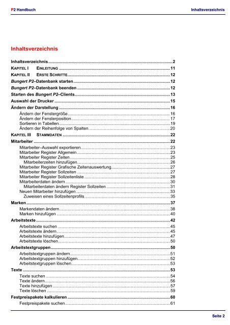 Bungert P2 Referenzhandbuch