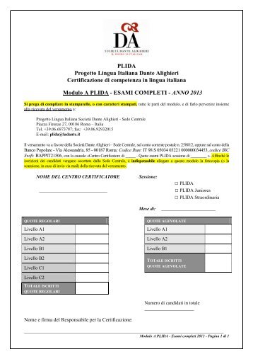 Moduli iscrizioni 2013 - italiani non Comitati - plida