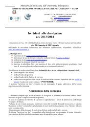 Iscrizioni alle classi prime a.s. 2013/2014 - ITIS G. Cardano