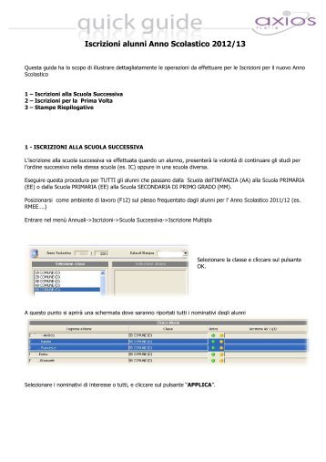 Iscrizioni alunni Anno Scolastico 2012/13 - Axios Italia