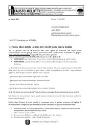 Iscrizioni classi prime (alunni provenienti dalla scuola media)