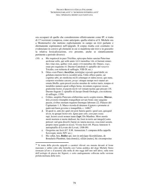 iscrizioni parlanti - Dipartimento di Studi Linguistici e Letterari ...