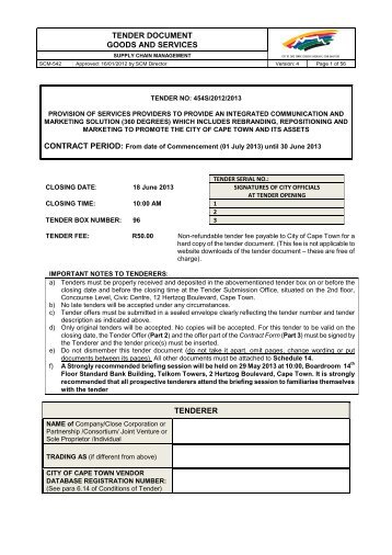 Download Tender Document - City of Cape Town