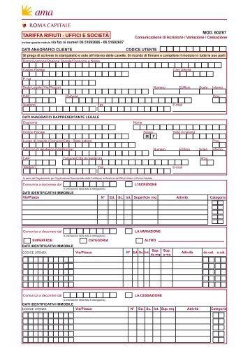 UND-TaRi Modulo iscrizione variazione cessazione 010212 - Ama