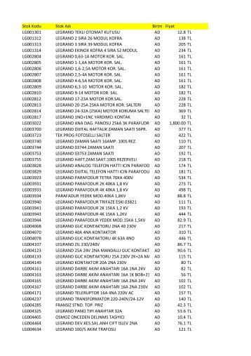 LEGRAND FIYAT LISTESI.xlsx