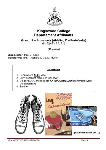 Graad 12 Prosatoets (Lien se langstaan skoene) - LitNet