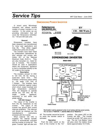 SERVICE TIPS - Winnebago Industries