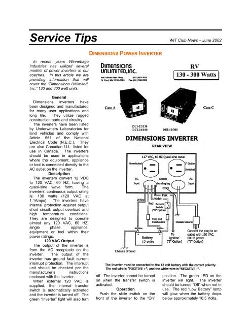 SERVICE TIPS - Winnebago Industries