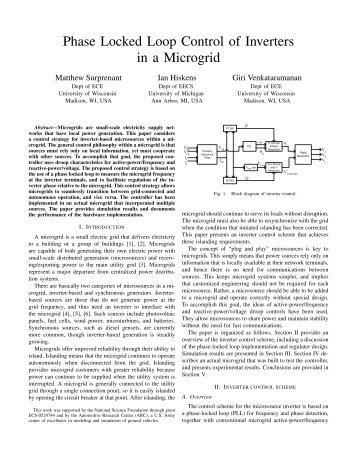 Phase Locked Loop Control of Inverters in a Microgrid