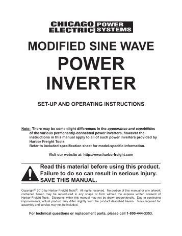 Modified Sine Wave PoWer inverTer - Harbor Freight Tools