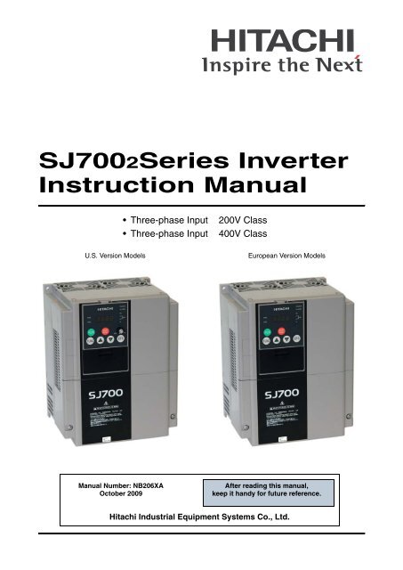 SJ7002 Series Inverters Instruction Manual : Hitachi America, Ltd.