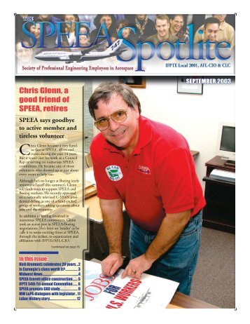 Chris Glenn, a good friend of SPEEA, retires