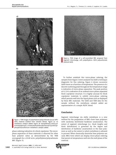 Random Block Copolymers via Segment Interchange Olefin ...