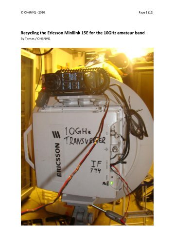 Recycling the Ericsson Minilink 15E for the 10GHz amateur band