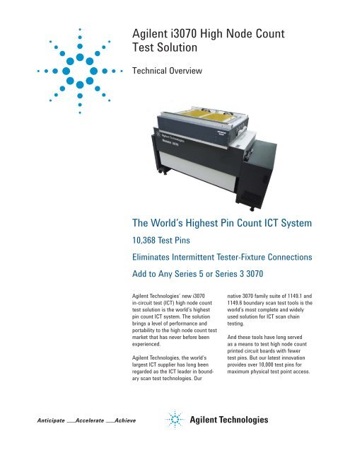 Agilent i3070 High Node Count Test Solution - Agilent Technologies