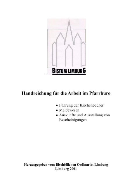 Bistum Limburg: Handreichung für die Arbeit im Pfarrbüro
