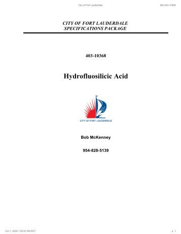 Hydrofluosilicic Acid - City of Fort Lauderdale