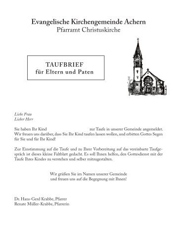 TAUFBRIEF für Eltern und Paten - Evangelische Kirchengemeinde ...
