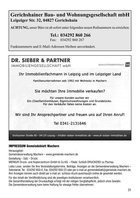 Amtsblatt Nr. 220 März 2013 - Gemeinde Machern