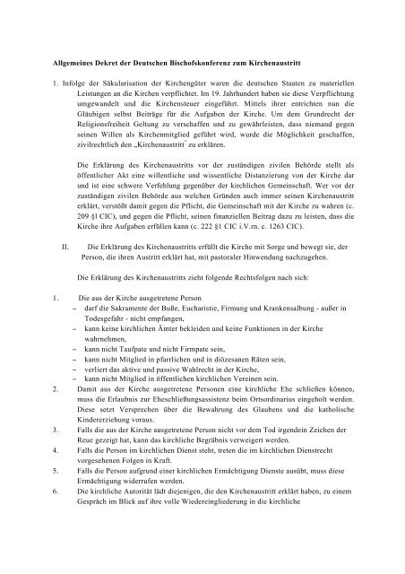 Allgemeines Dekret Zum Kirchenaustritt Bistum Hildesheim