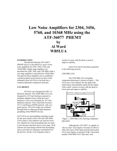 Low Noise Amplifiers For 2304 MHz Using The HP ... - transistori.net