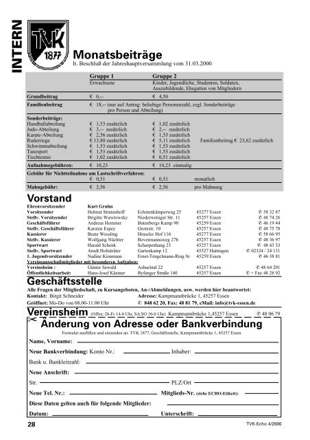 TVK-Echo 4/2000 - Turnverein 1877 eV Essen-Kupferdreh