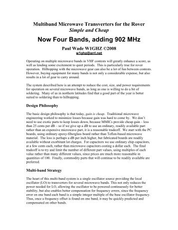 Multiband Microwave Transverters for the Rover - Now ... - W1GHZ