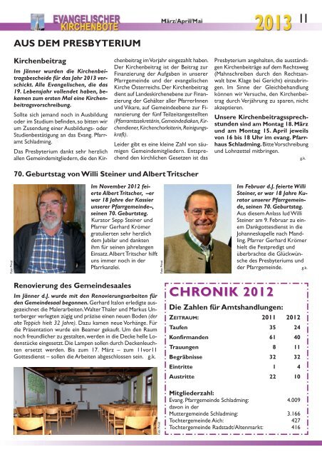 Ausgabe 1/2013 - Evangelische Pfarrgemeinde Schladming