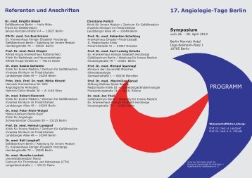 17. Angiologie-Tage Berlin - der Deutschen Gesellschaft für ...