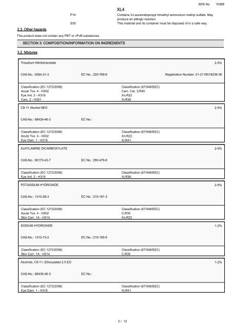 SAFETY DATA SHEET XL4 - Autosmart