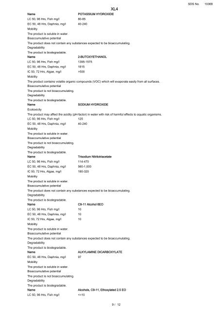 SAFETY DATA SHEET XL4 - Autosmart